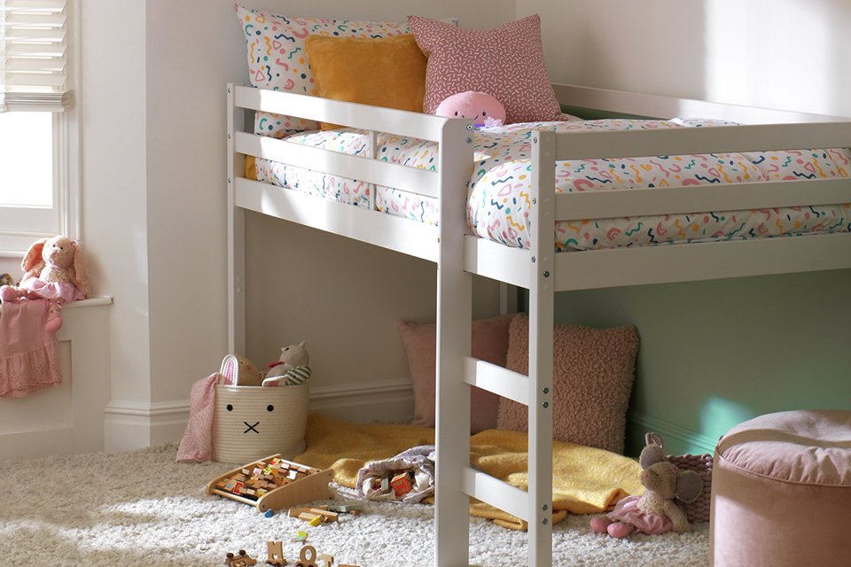 An Argos Home Kaycie shorty mid-sleeper in a kids' bedroom.