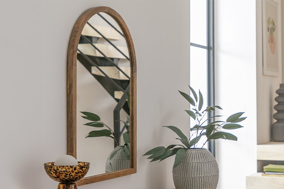 Habitat Mango Wood Arch Wall Mirror - 70x50cm.