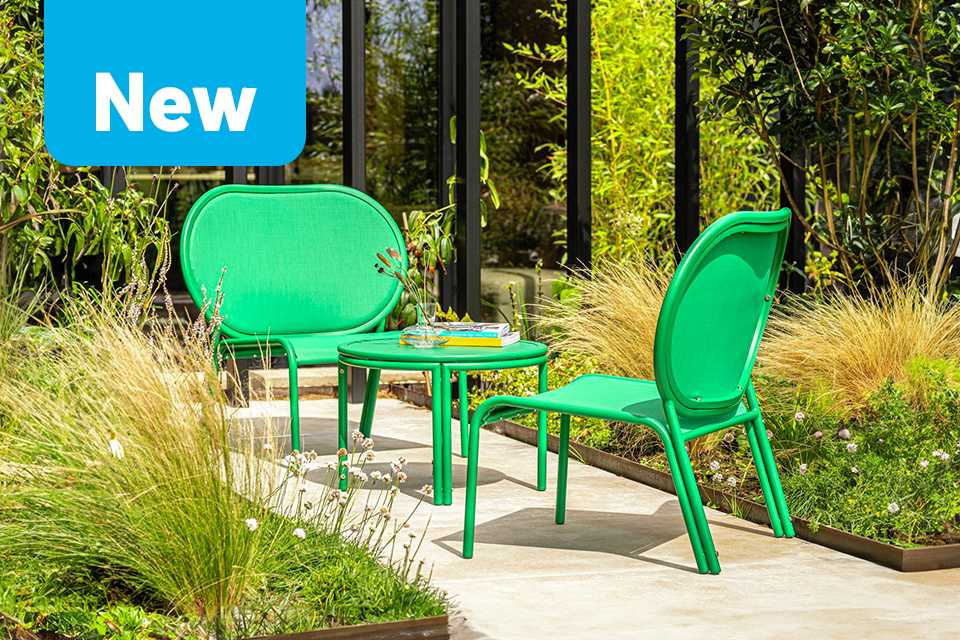 New in garden furniture. From patio sets, to parasols, to pergolas and more.