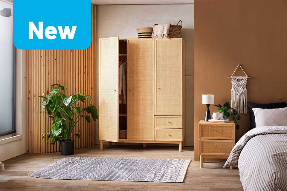 New in bedroom furniture. Includes wardrobes, chest of drawers, bedside tables and more.