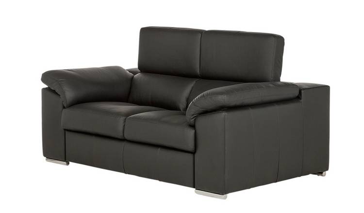 Argos black deals leather sofa