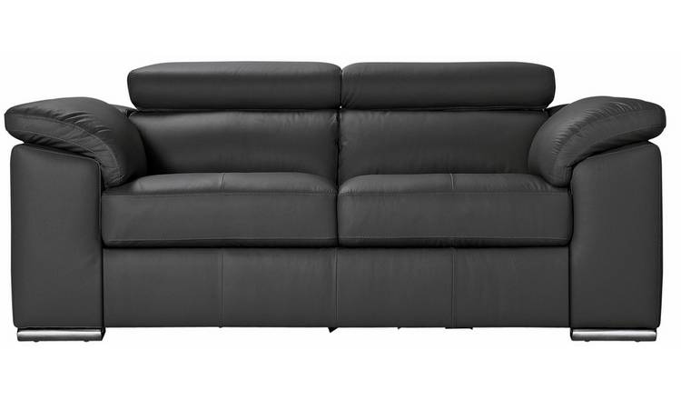 Argos Home Valencia Leather 2 Seater Sofa - Black