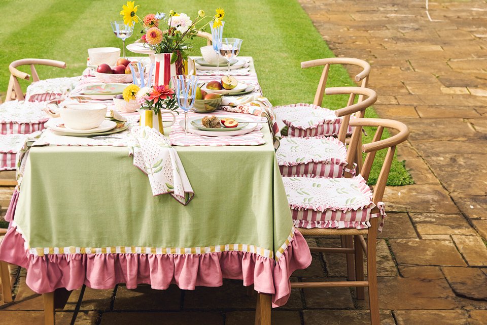 Habitat x National Trust collaboration tabele setting with striped.