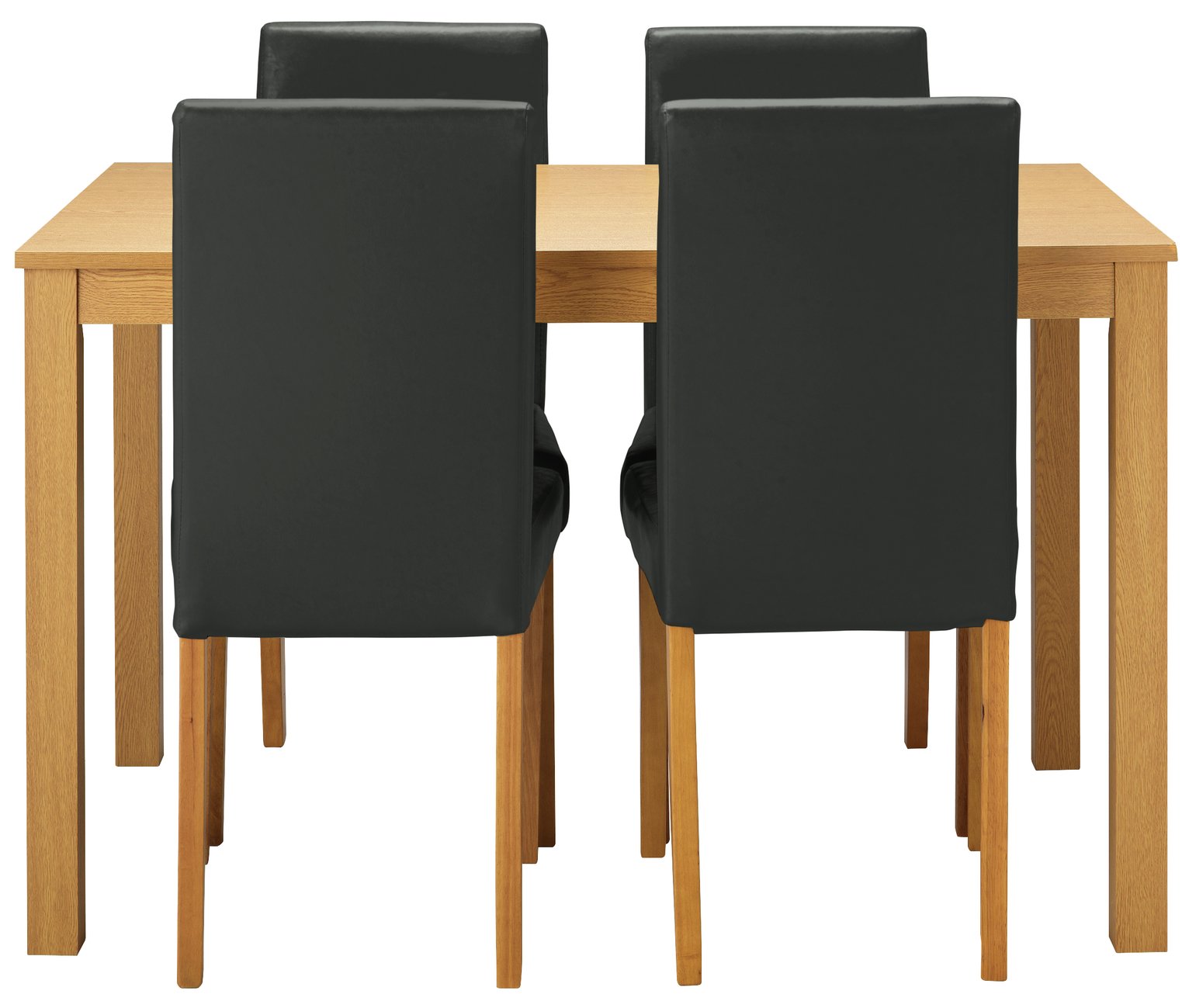 Argos Home Elmdon Oak Effect Dining Table & 4 Chairs - Black
