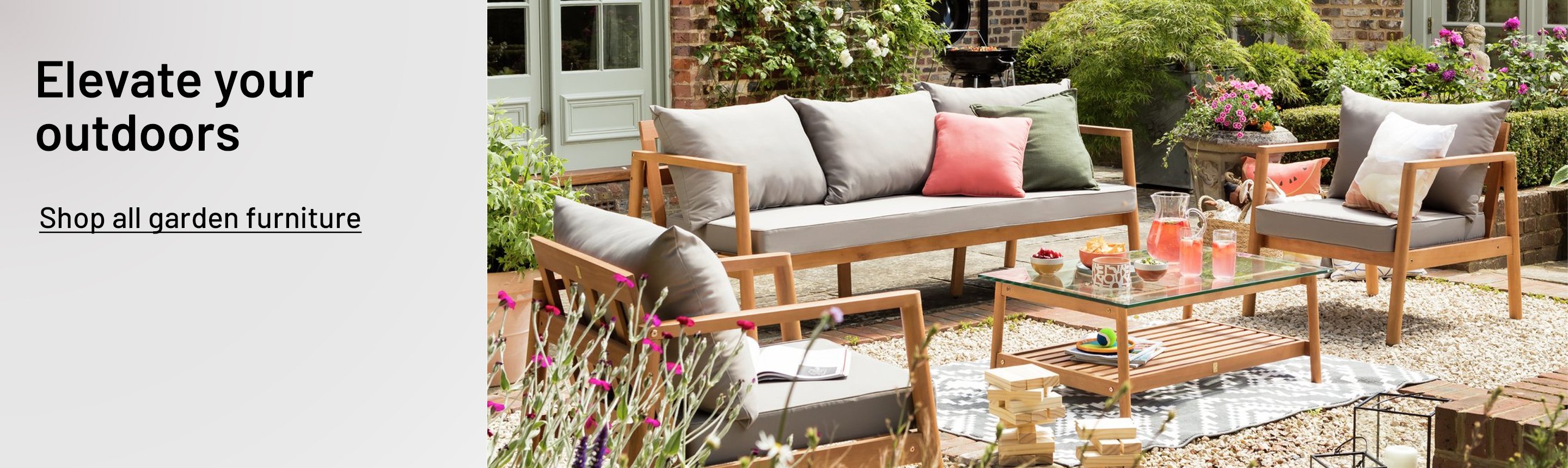 Habitat Hanson 5 Seater Wooden Garden Sofa Set - Grey.