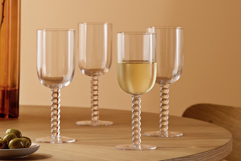 Habitat Bobbin Set of 4 clear wine glasses.
