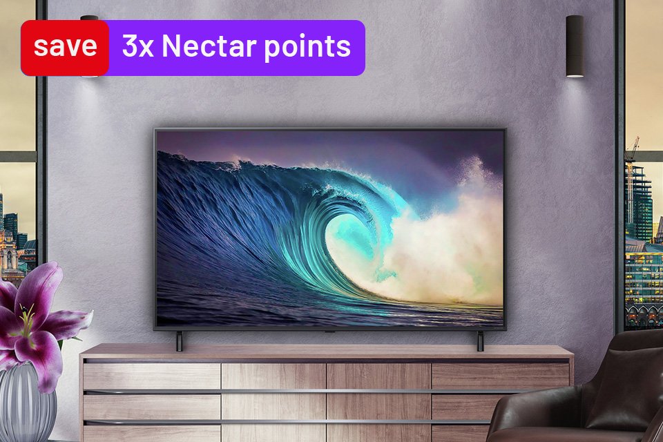 3x Nectar points. Save up to 15% on selected LG and Samsung TVs with selected codes at checkout.