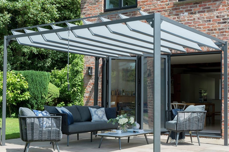 Norfolk Leisure Pandora 3m x 3.6m Garden Gazebo - Grey.