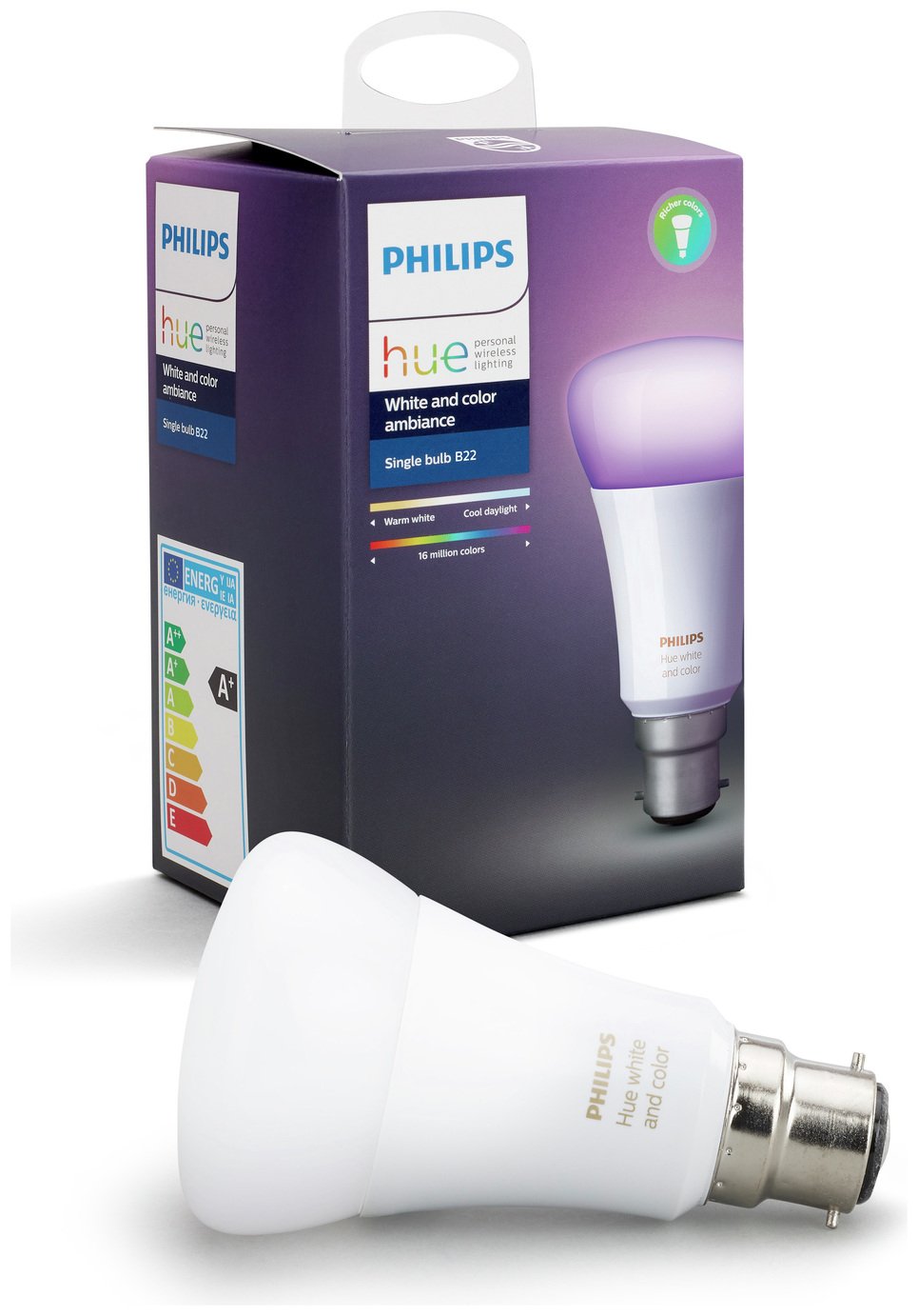 Philips Hue 9W LED Colour Ambiance Wireless B22 Light Bulb