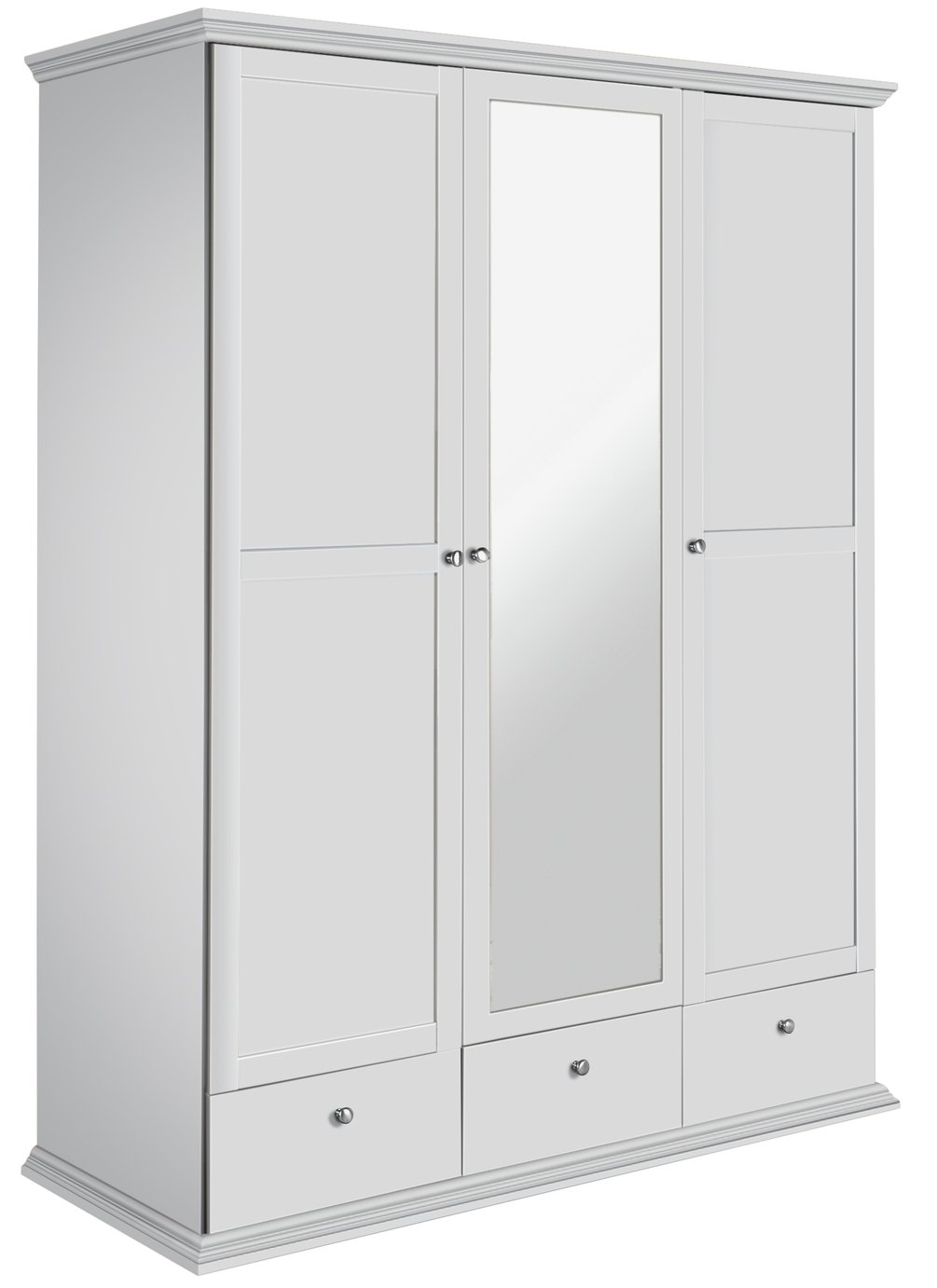 Argos Home Canterbury 3 Door 3 Drw Mirrored Wardrobe - White