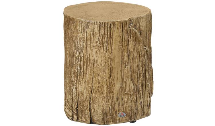 HOMCOM Round Tree Stump Side Table - Natural Wood Effect