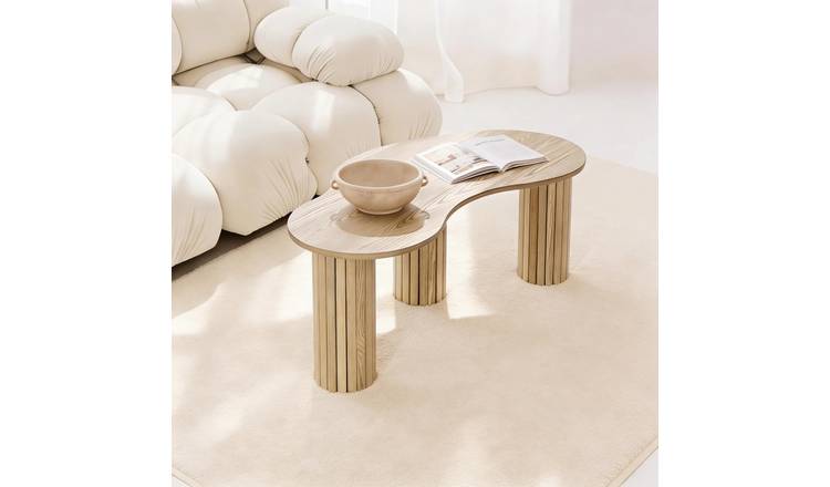 OHS Madison Ribbed Irregular Coffee Table - Light Wood