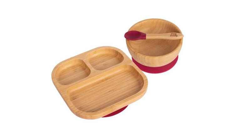 Tiny Dining Children's Bamboo Suction Dinner Set - Red