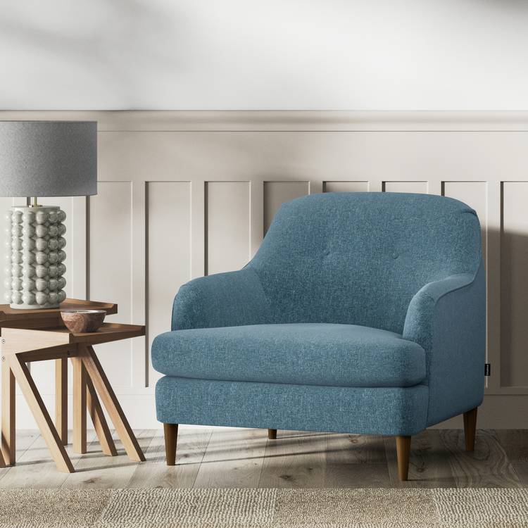 Habitat Frome Fabric Armchair - Blue - Dark Leg 0