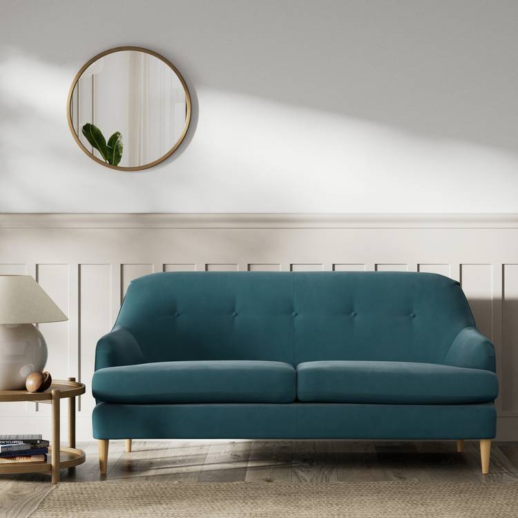 Habitat Frome Fabric 2 Seater Sofa - Teal - Ash Leg 0