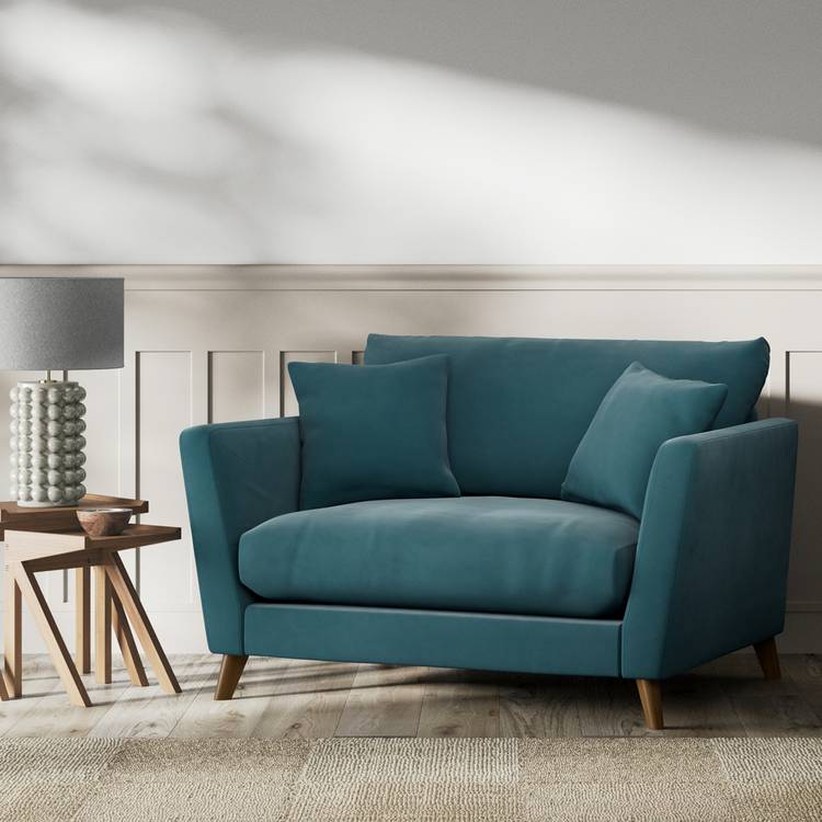 Habitat Lomond Fabric Cuddle Chair - Teal - Dark Leg 0