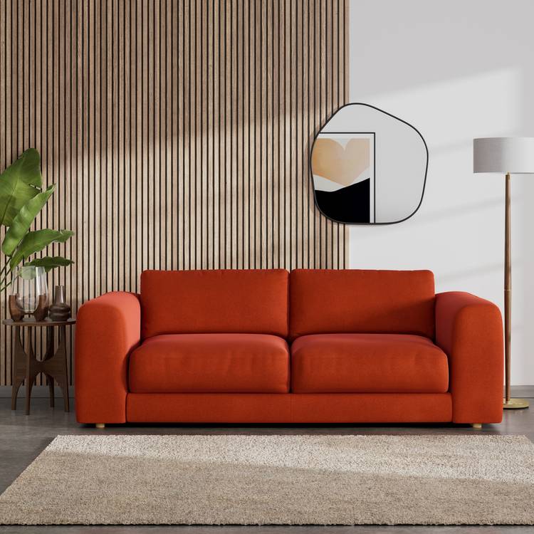 Habitat Ayr Large Velvet 3 Seater Sofa - Burnt Orange 0