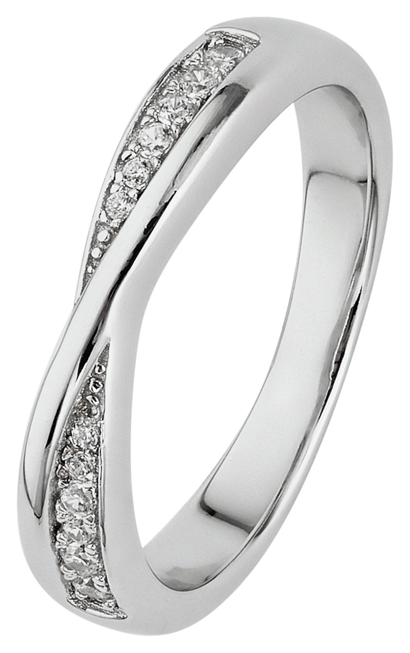 Revere Sterling Silver Crossover Half Eternity Ring - N