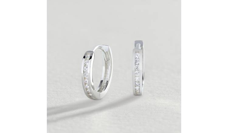 Small sterling silver huggie on sale earrings