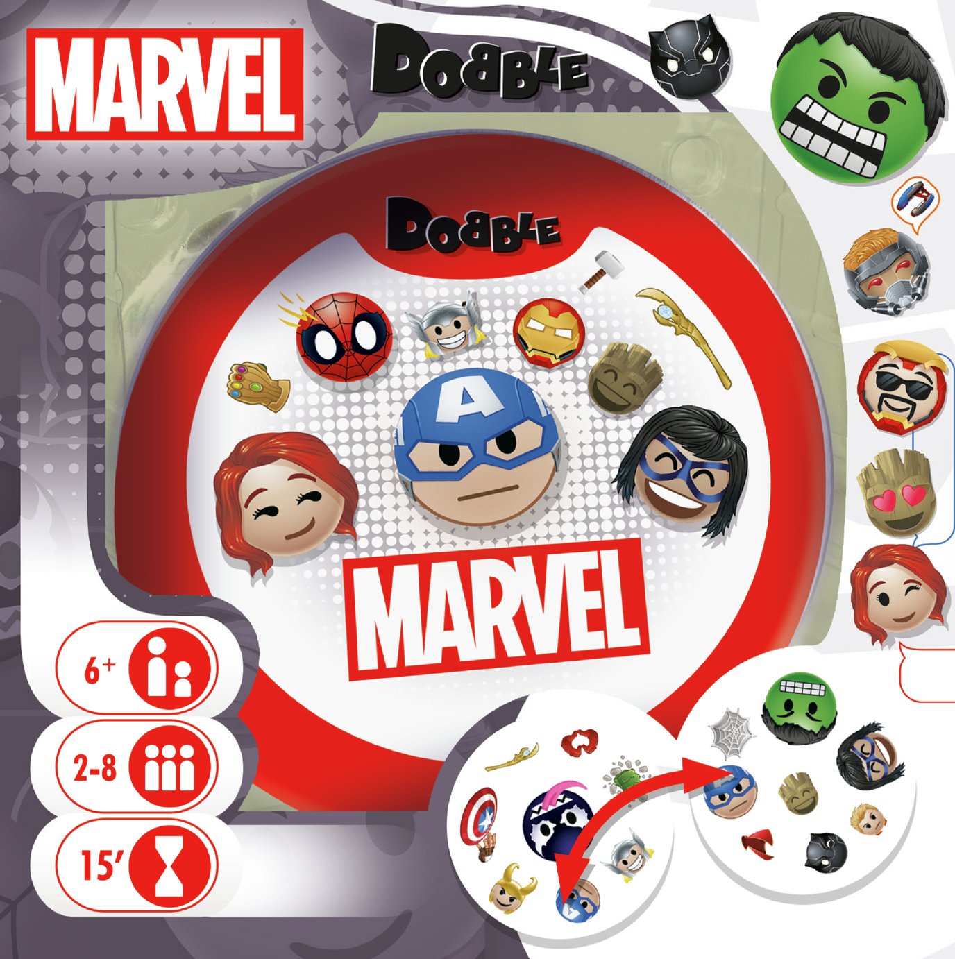 Dobble Marvel Emoji Card Game