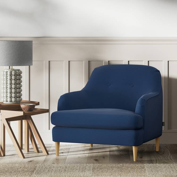 Habitat Frome Fabric Armchair - Navy - Ash Leg 0