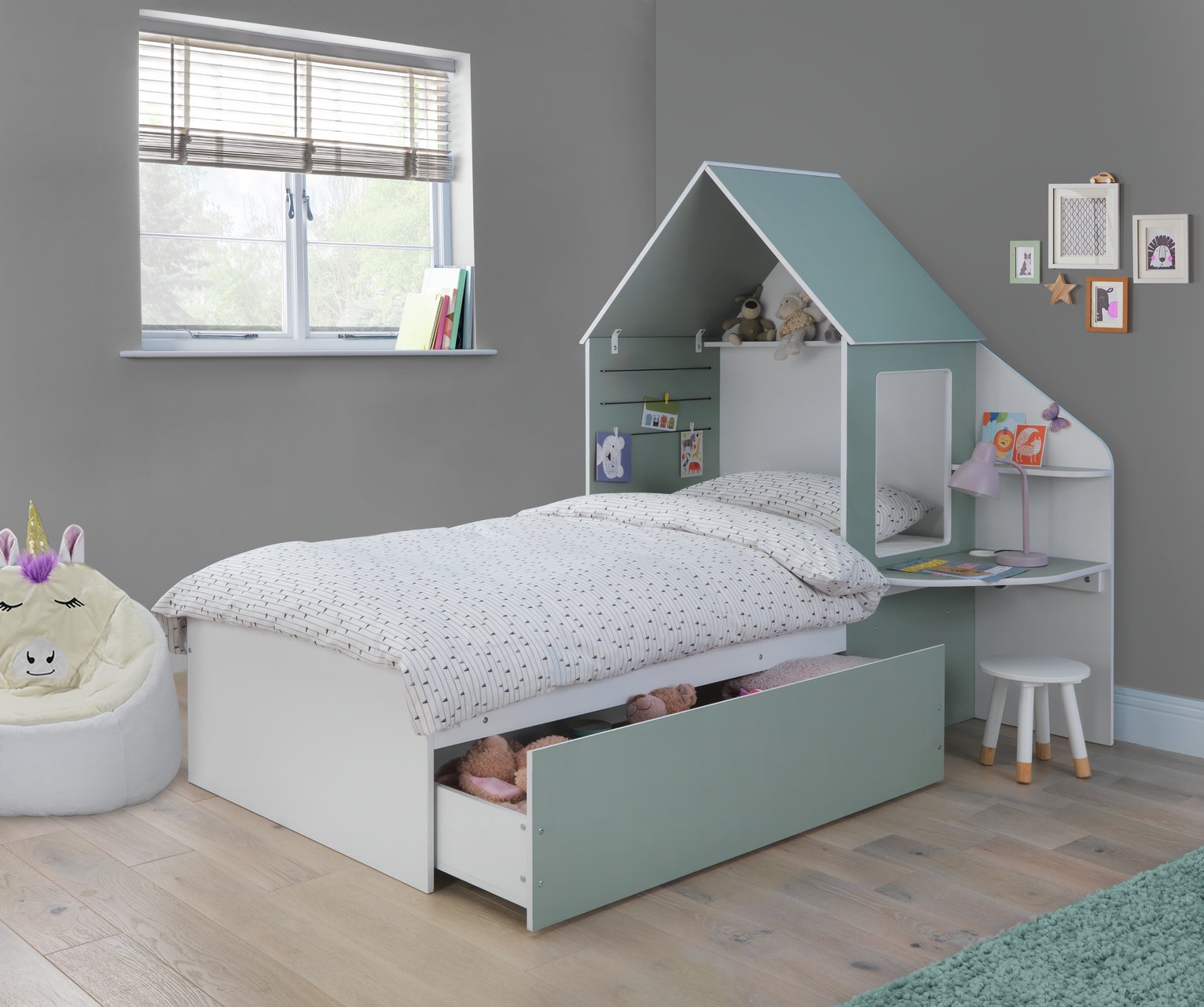 Argos Home Boutique Single Cabin Bed & Kids Mattress - Green