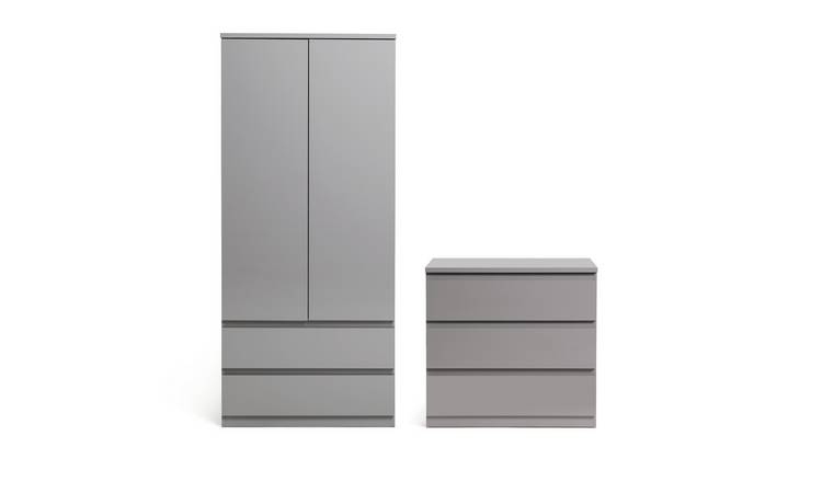 Argos Home Jenson 2 Piece 2 Door Wardrobe Set- Grey Gloss