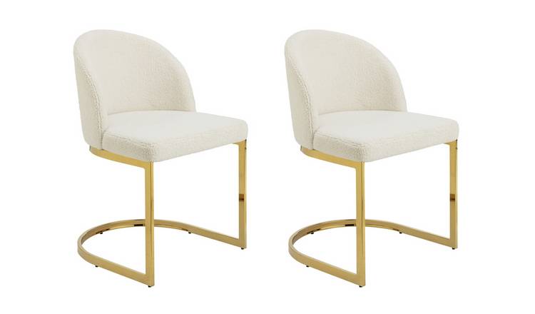 Buy Argos Home Willa Pair of Boucle Dining Chairs - White | Dining chairs | Argos