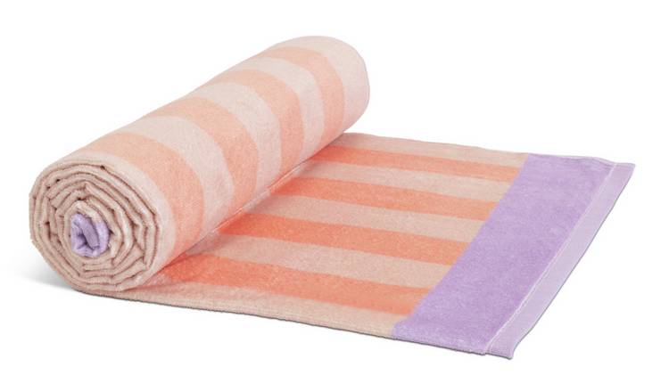 Argos Home Peach Stripe Beach Towel