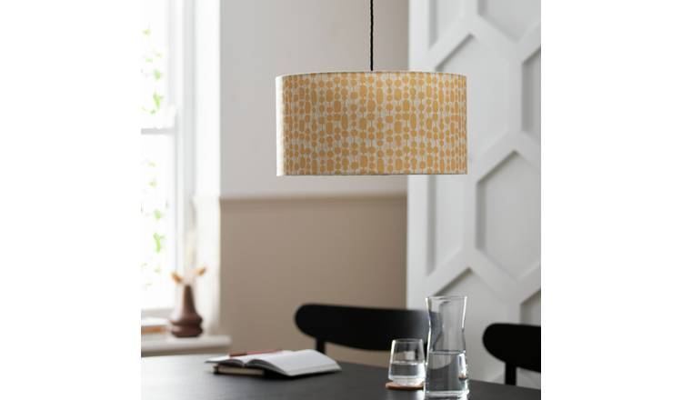 Habitat Yellow & White Patterned Drum Lampshade - 40cm