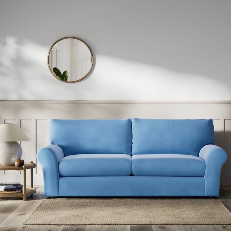 Habitat Molton Velvet 4 Seater Sofa - Sky Blue 0