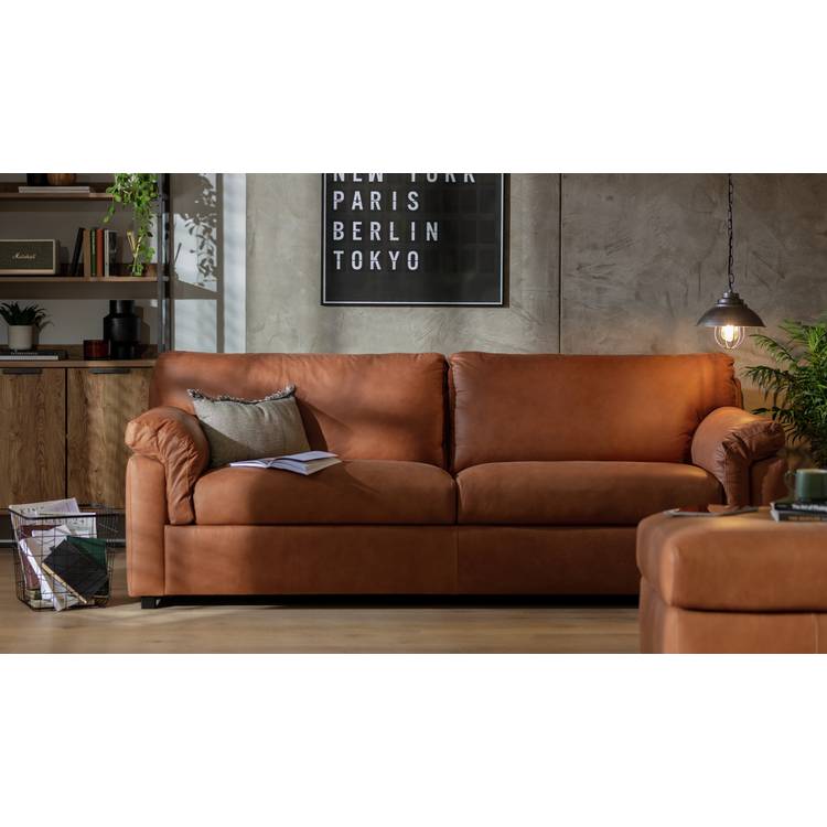 Habitat Florence Leather 4 Seater Sofa - Tan 0