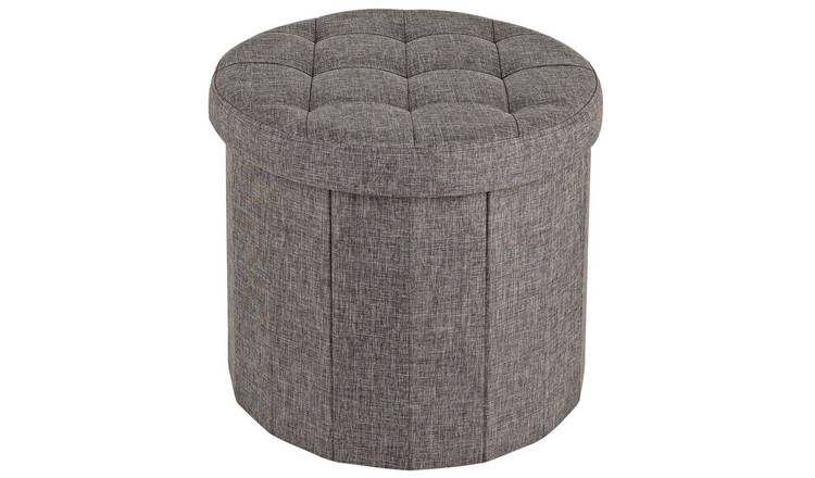 Argos Home Fabric Circular Ottoman Shoe Storage - Grey