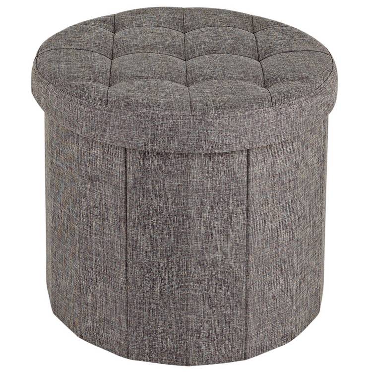 Argos Home Fabric Circular Ottoman Shoe Storage - Grey 0
