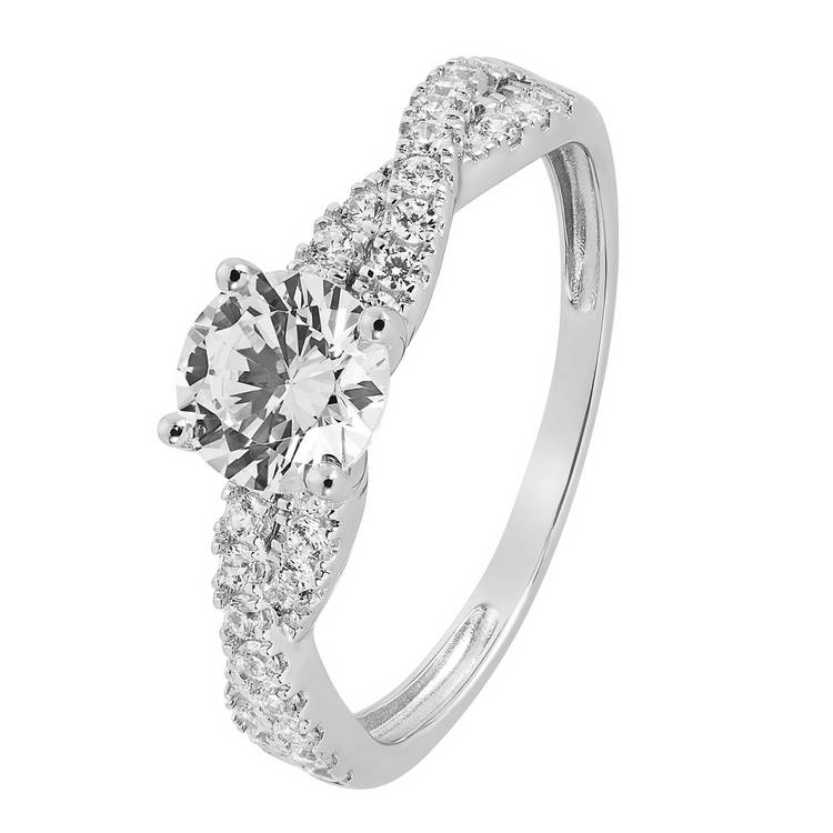 Revere 9ct White Gold Cubic Zirconia Engagement Ring - V 0