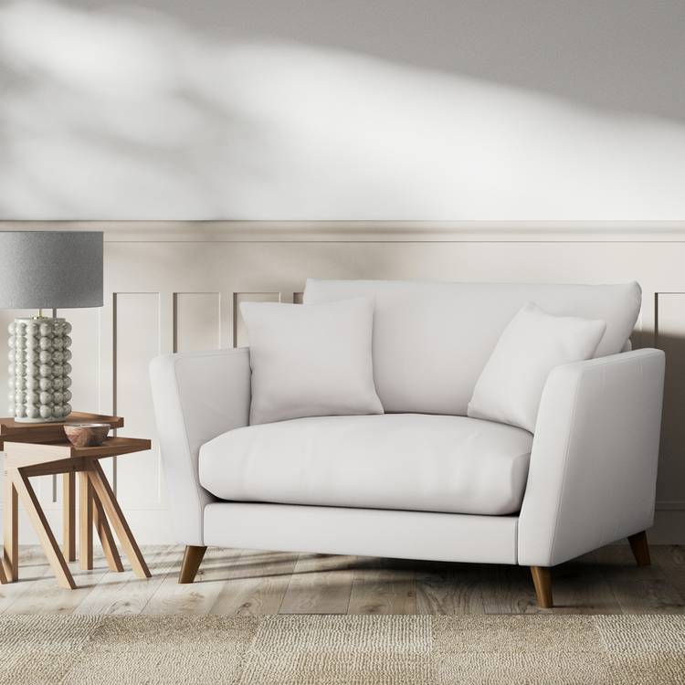 Habitat Lomond Fabric Cuddle Chair - Natural - Dark Leg 0