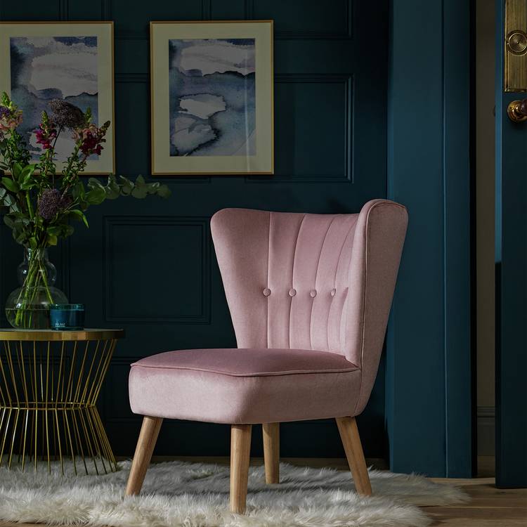 Habitat Alexis Velvet Cocktail Chair - Pink 0