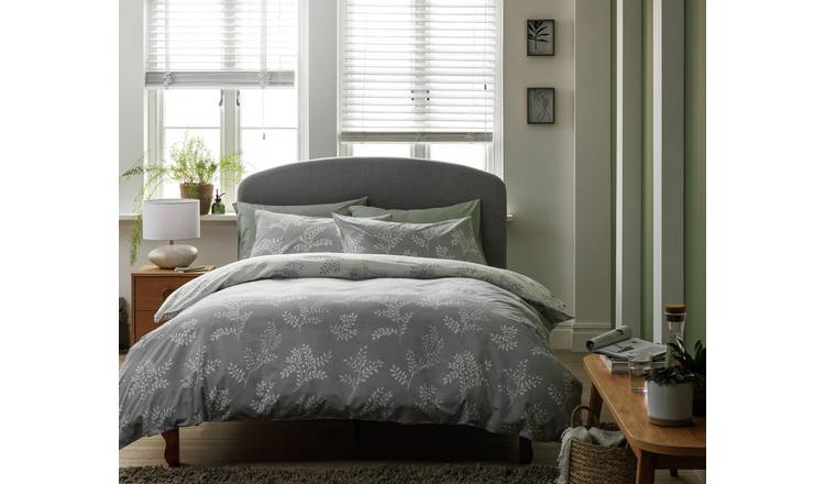 Buy Habitat Floral Trail Grey Bedding Set - Double | Duvet cover sets ...