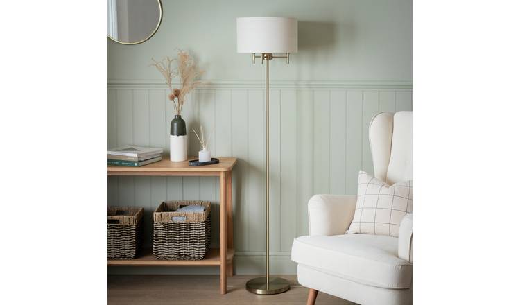 Argos Home Candelabra Brush Brass Stick Floor Lamp - Natural