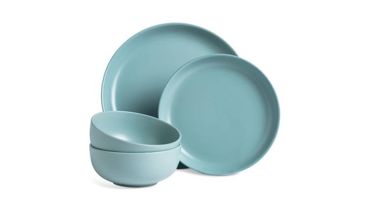 Buy Habitat Matte Glaze 12 Piece Stoneware Dinner Set Duck Egg Dinnerware and dinner sets Argos