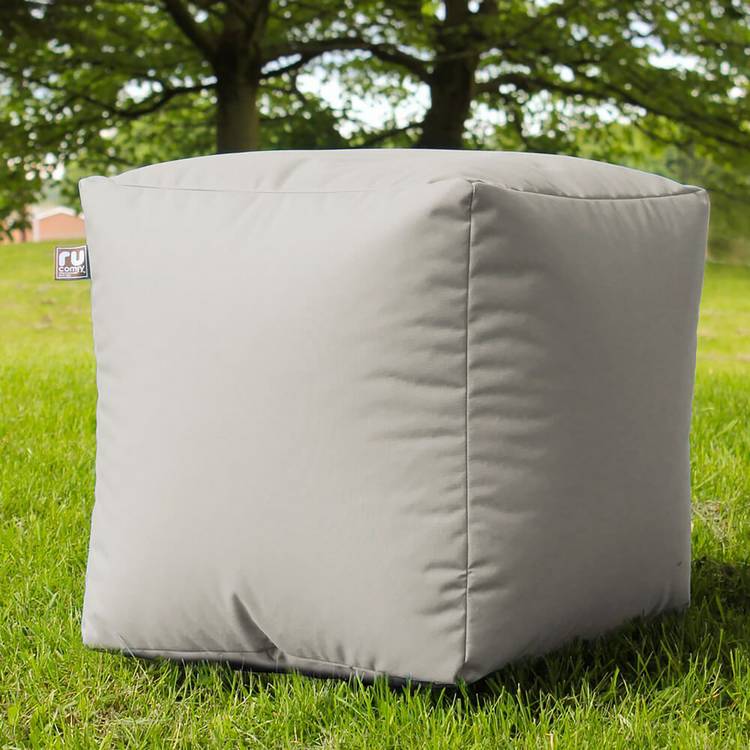 rucomfy Indoor Outdoor Cube Bean Bag - Light Grey 0