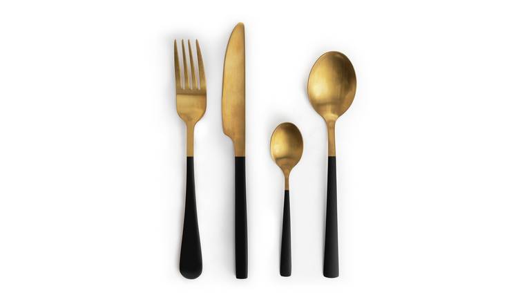 Habitat Two Tone 16 Piece Stainless Steel Cutlery Set