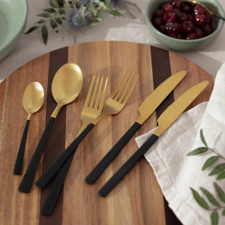 Habitat Two Tone 16 Piece Stainless Steel Cutlery Set 0