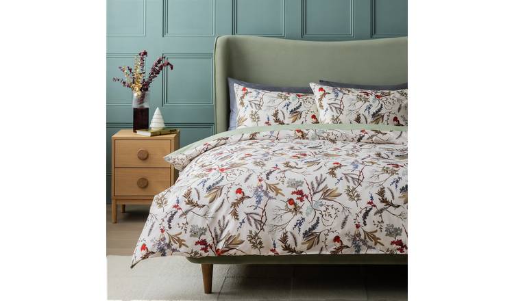 Argos Home Cotton Robin Foliage Neutral Bedding Set - Double