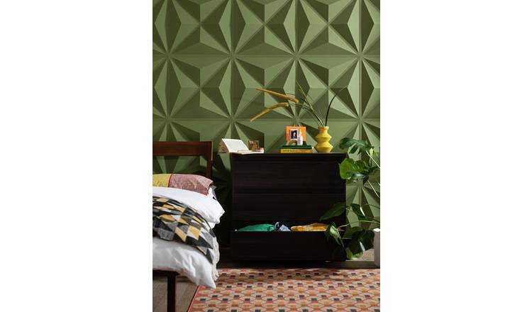 Habitat Jenson Bedside & 3 Drawer Chest Set - Black Brown