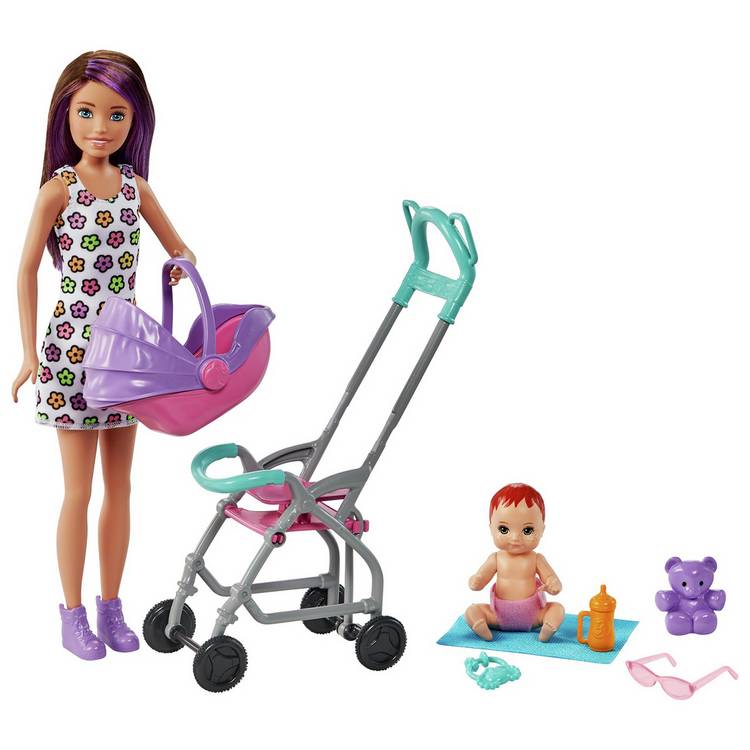 Barbie Skipper Babysitters Pushchair Playset and Dolls 0