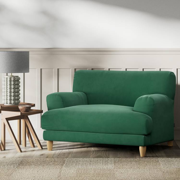 Habitat Askem Fabric Cuddle Chair - Green - Ash Leg 0
