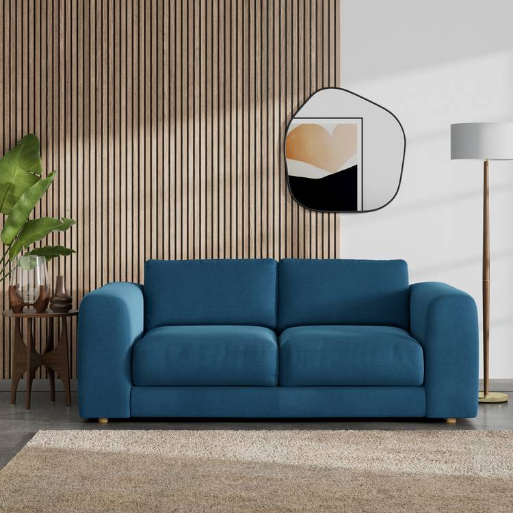 Habitat Ayr Velvet  3 Seater Sofa - Ink Blue 0