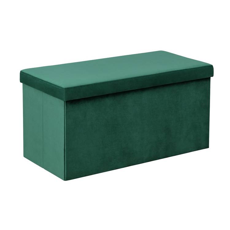 Argos Home Velvet Medium Storage Ottoman - Green 0