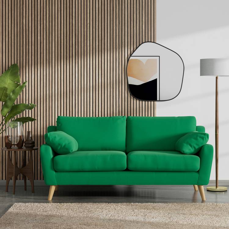 Habitat Ivor Fabric 3 Seater Sofa - Emerald Green - Ash Leg 0